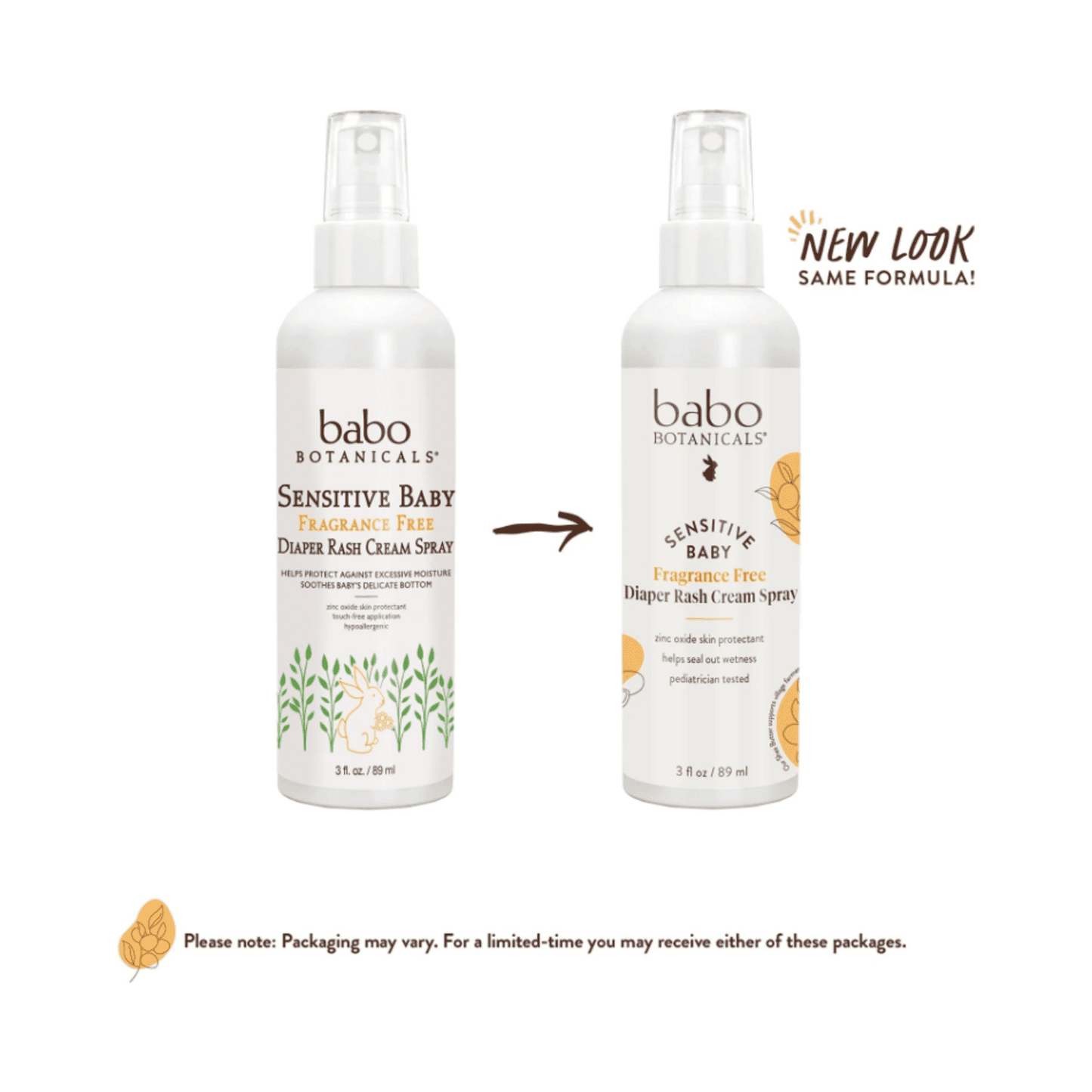 Babo Botanicals Sensitive Baby Fragrance Free Diaper Rash Cream Spray